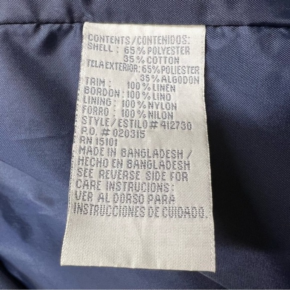 1 Madison Rain Jacket Button & Zip Front Large Front Pockets Navy Size Small - Picture 5 of 6